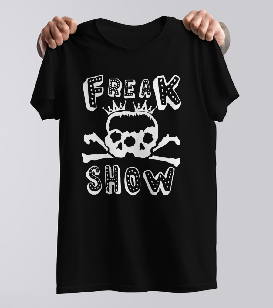 Freak Show Halloween Double Skull Graphic With Crown And Crossbones N5G T-Shirt