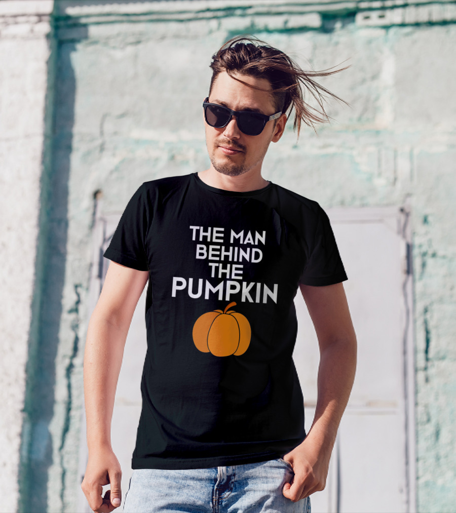 Funny Dad To Be Halloween The Man Behind The Pumpkin T-Shirt
