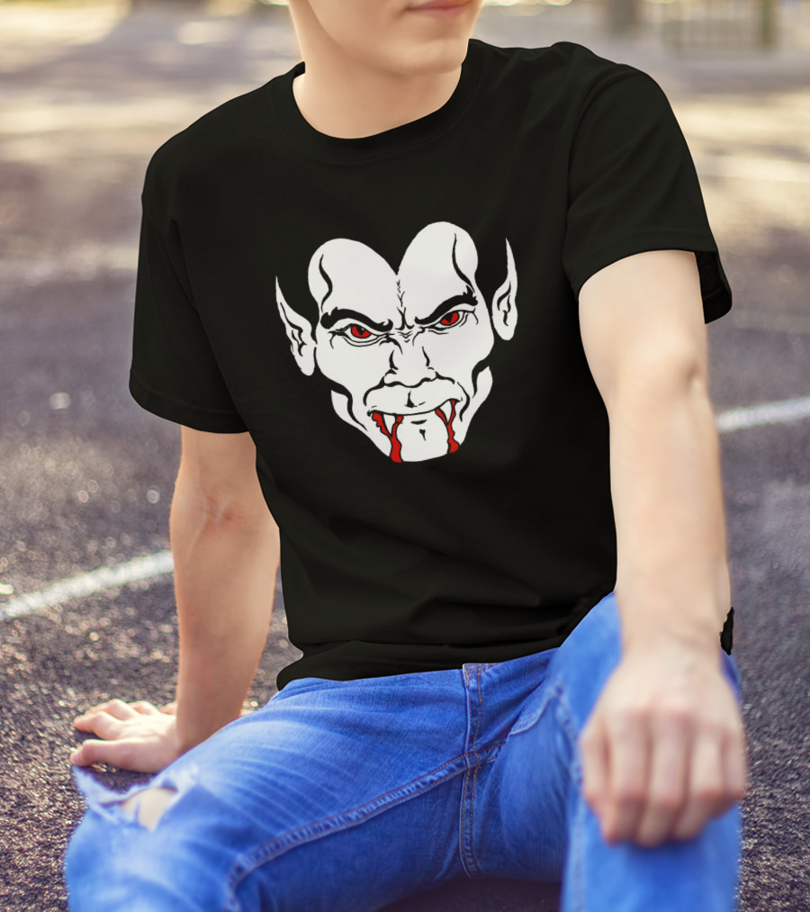 Halloween Dracula Bloody Vampire Teeth Face Graph Iconic Dracula T-Shirt