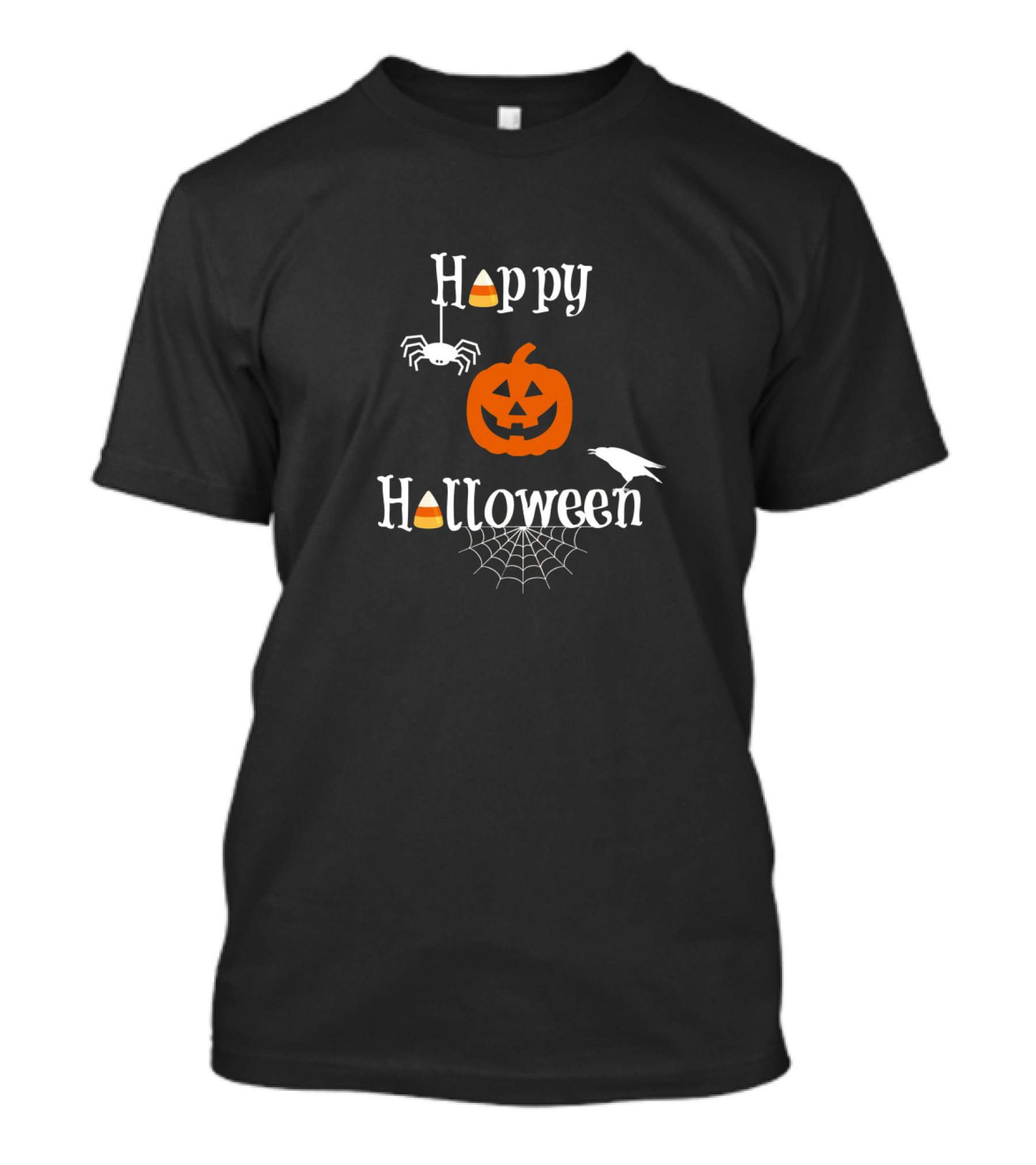 Happy Halloween Pumpkin Crow Spider Candy Corn T-Shirt
