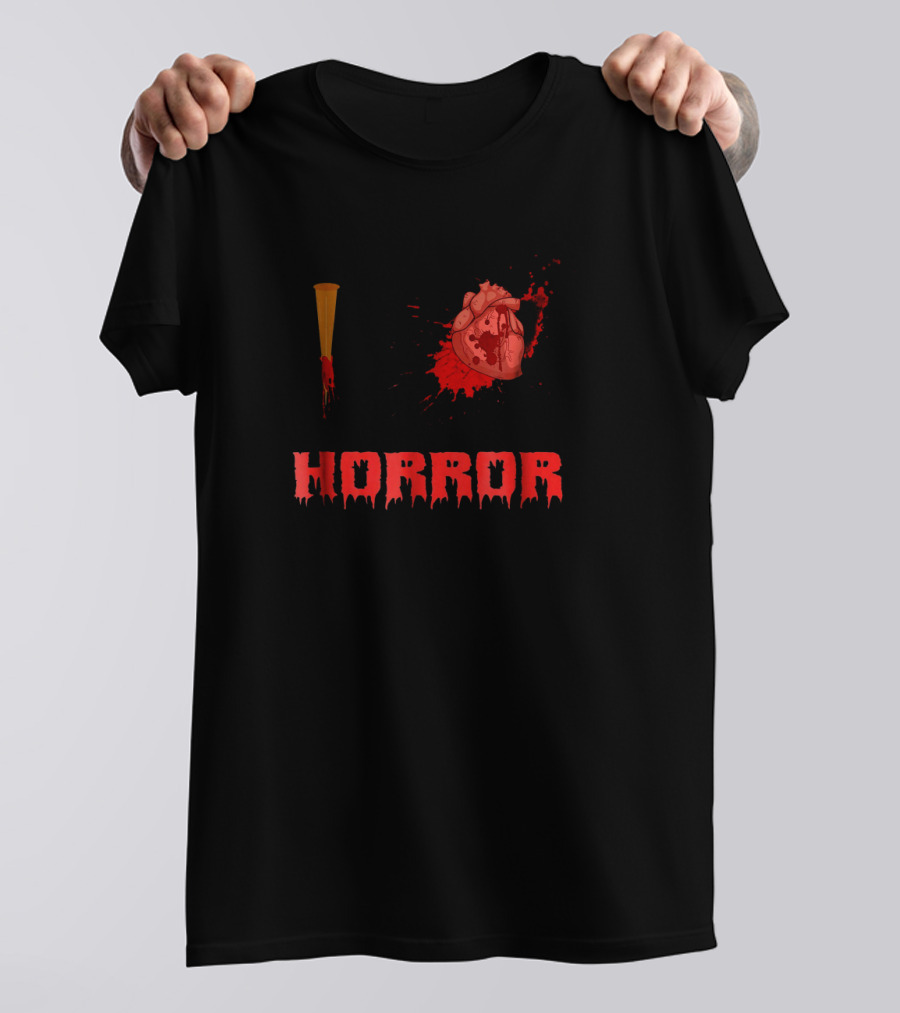 I Horror Bloody Stake Heart Design With Splatter Elements T-Shirt