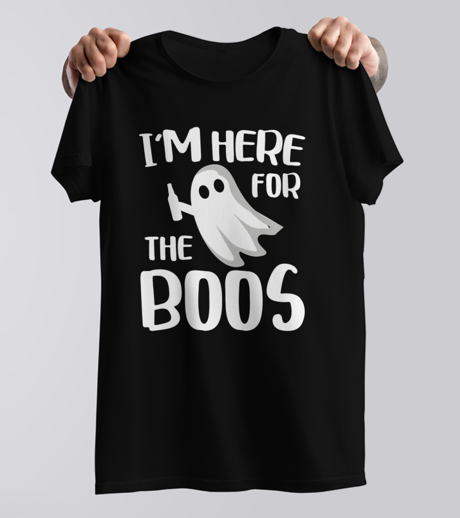 I'm Here For The Boos Halloween Ghost With Bottle Fun T-Shirt
