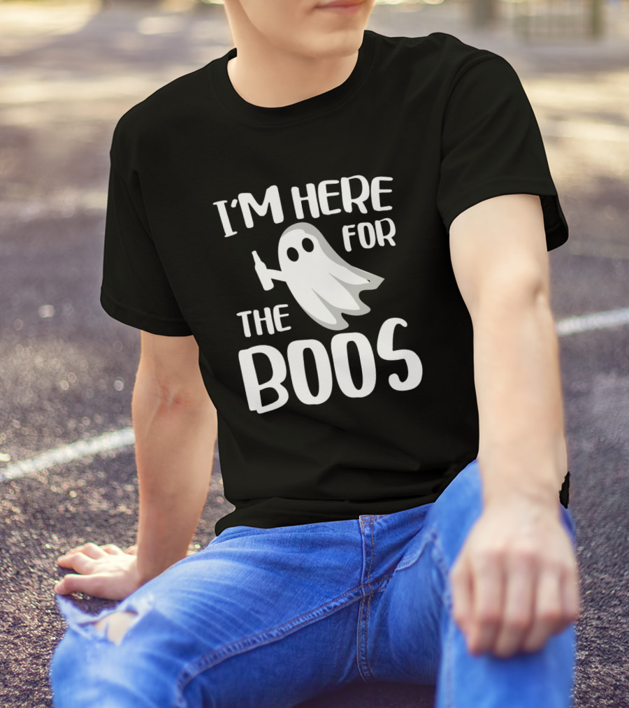 I'm Here For The Boos Halloween Ghost With Bottle Fun T-Shirt
