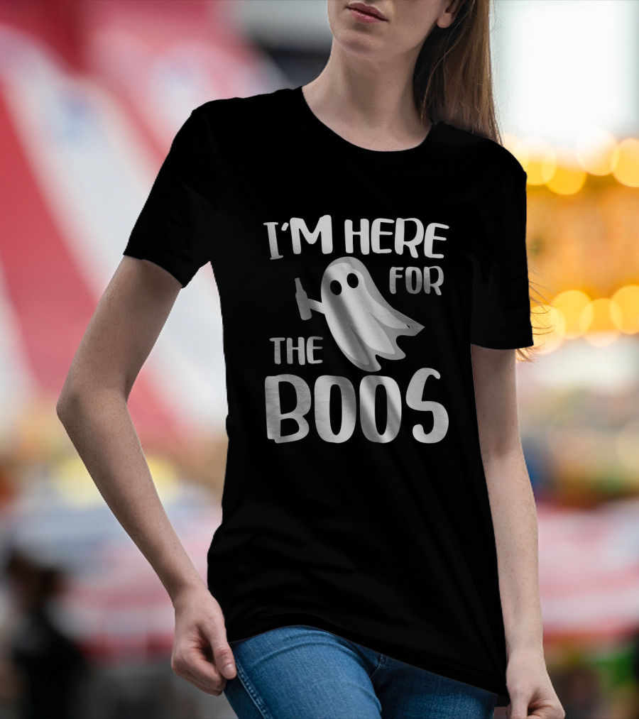 I'm Here For The Boos Halloween Ghost With Bottle Fun T-Shirt