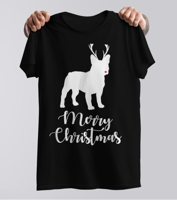 Merry Christmas French Bulldog Reindeer T-Shirt