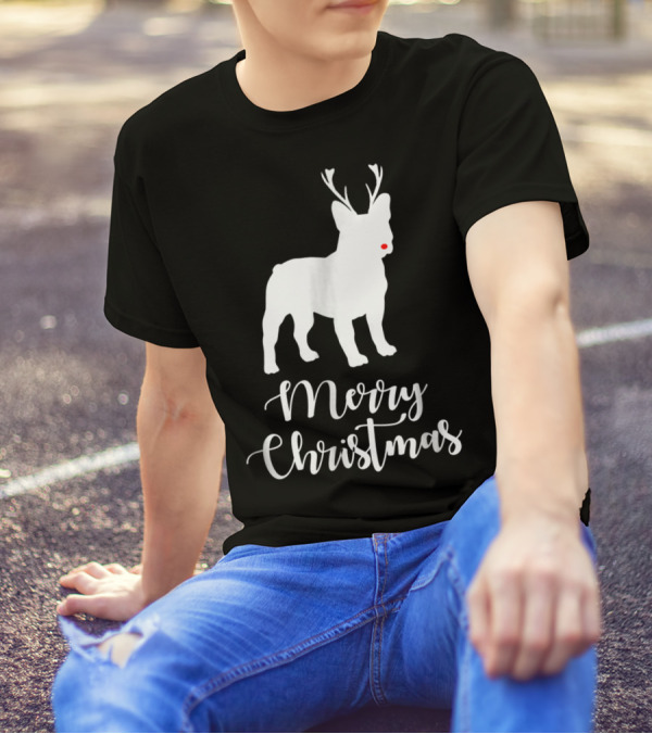 Merry Christmas French Bulldog Reindeer T-Shirt