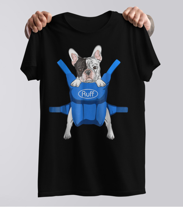 Cute 3D Frenchie Dog In Blue Ruff Carrier T-Shirt