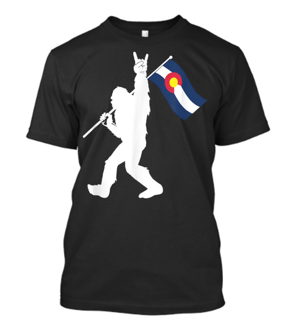 Colorado Bigfoot Rock And Roll Flag T-Shirt