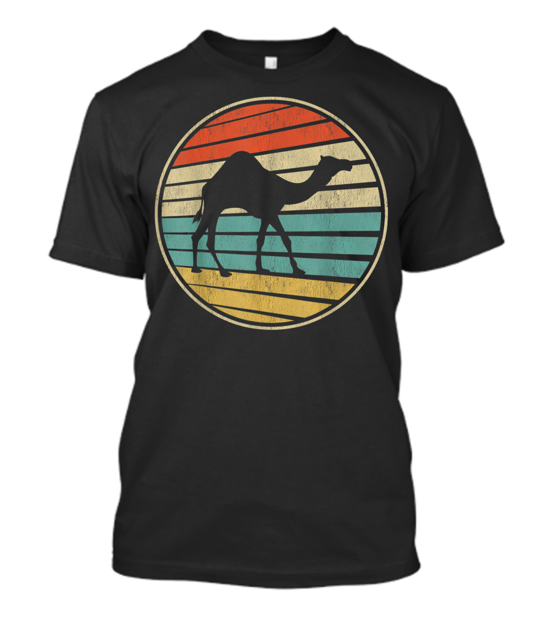Cool Camel Retro 70S 80S Style Stripes T-Shirt