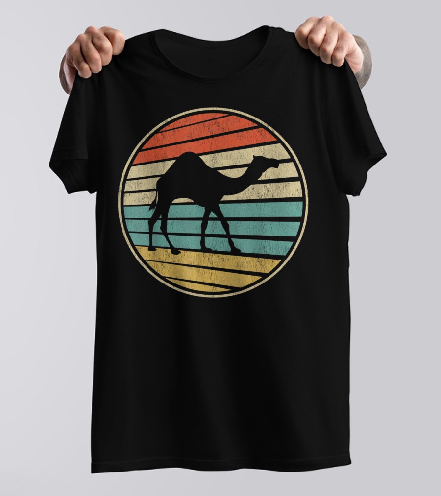 Cool Camel Retro 70S 80S Style Stripes T-Shirt