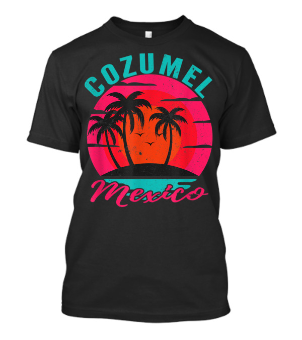 Cozumel Mexico Palm Trees Sunset Ocean Beach T-Shirt