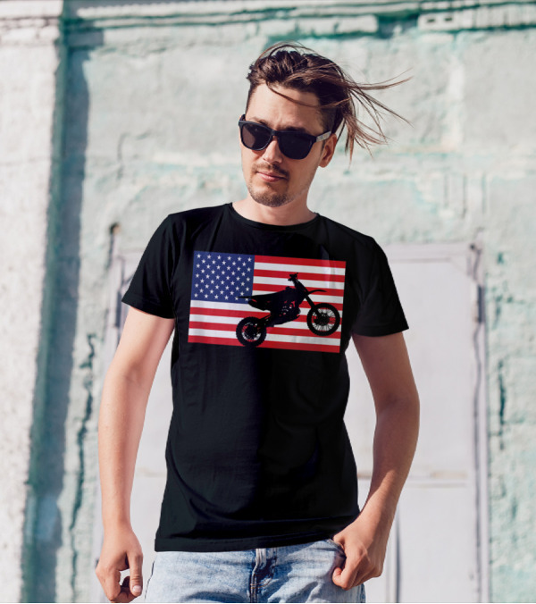 Dirt Bike Rider American Flag Enduro Bikes T-Shirt