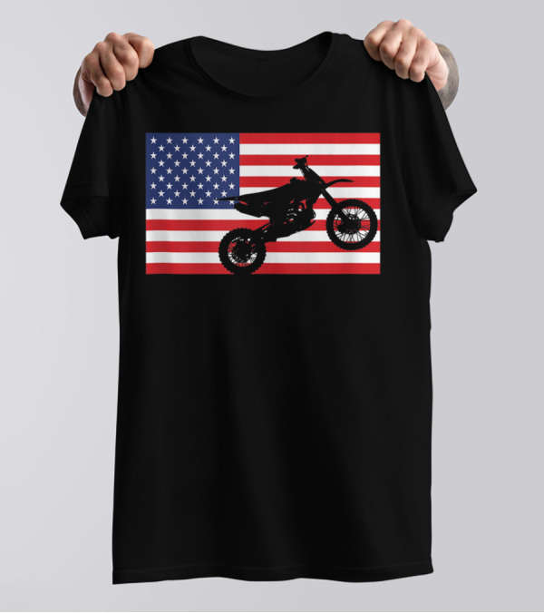 Dirt Bike Rider American Flag Enduro Bikes T-Shirt
