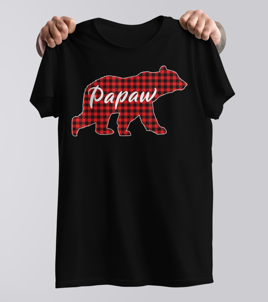 Papaw Buffalo Plaid Bear Christmas Day T-Shirt