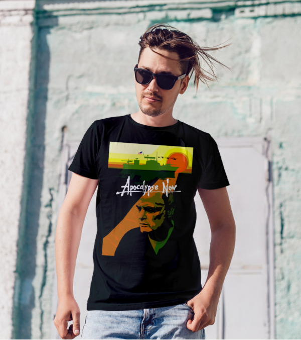Apocalypse Now Vintage Movie Poster Art With Helicopters And Sun Background T-Shirt