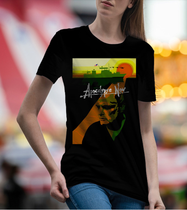 Apocalypse Now Vintage Movie Poster Art With Helicopters And Sun Background T-Shirt