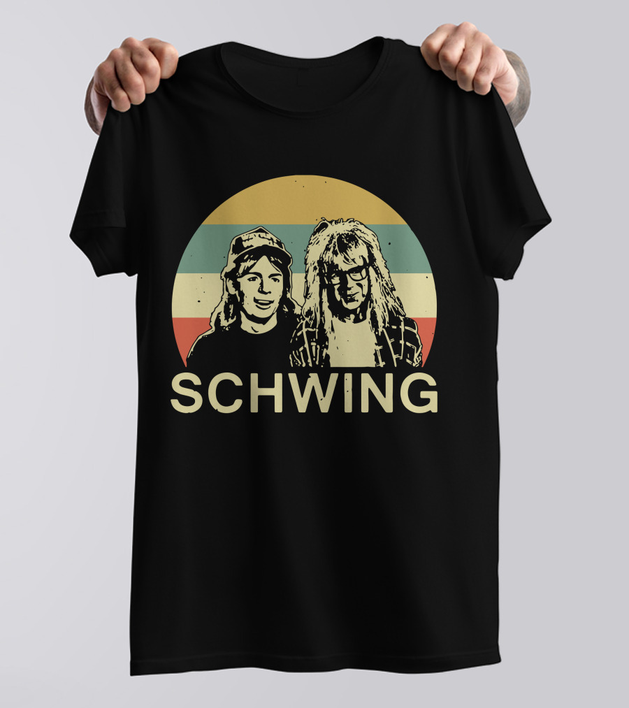 Wayne's World Schwing Retro Vintage Stripes T-Shirt