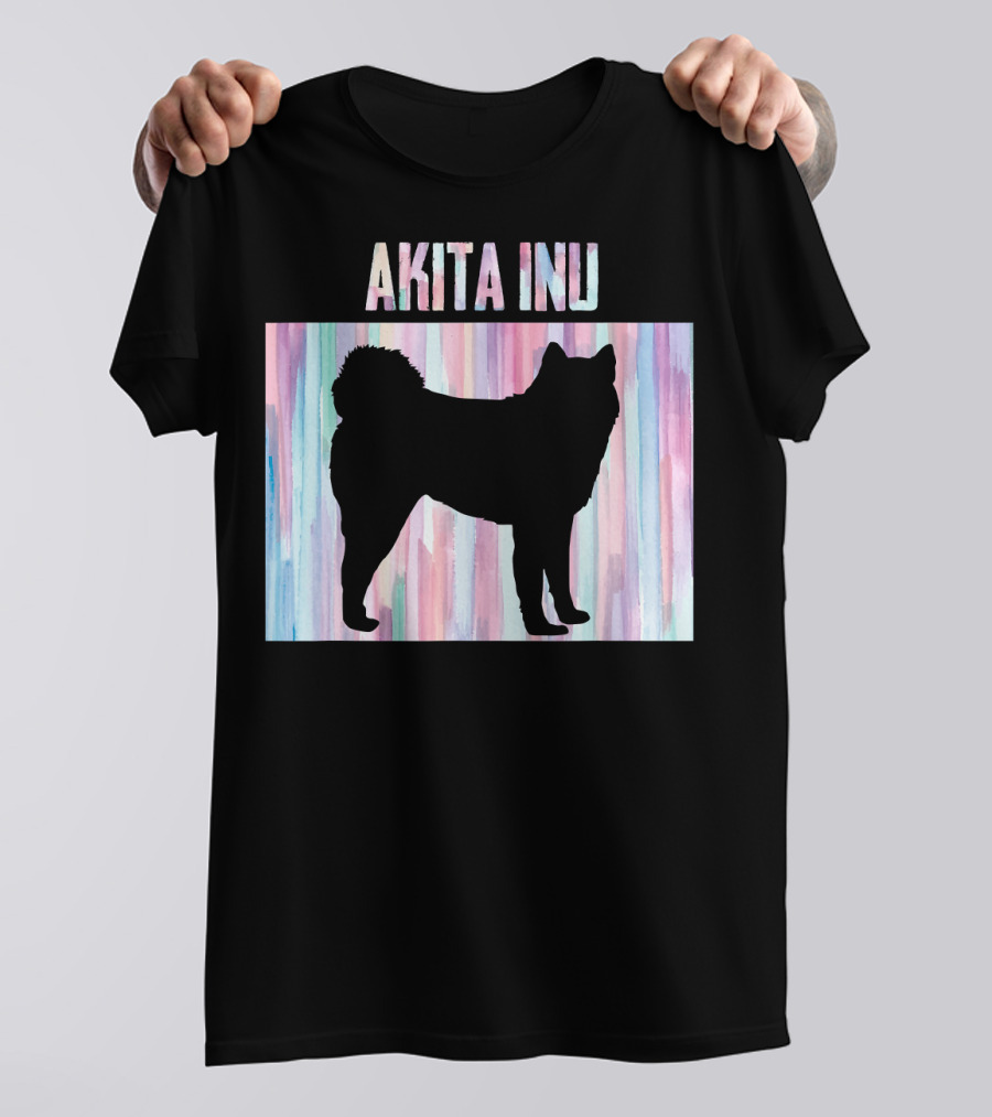 Akita Inu Vintage Silhouette On Pastel Stripes Women's T-Shirt