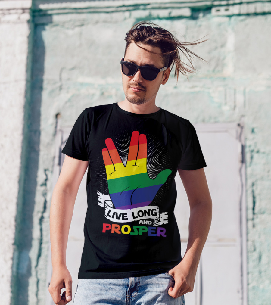 Live Long And Prosper Rainbow Hand Gesture T-Shirt