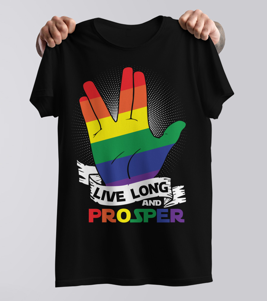 Live Long And Prosper Rainbow Hand Gesture T-Shirt