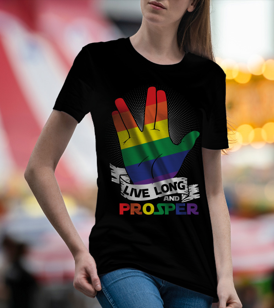 Live Long And Prosper Rainbow Hand Gesture T-Shirt