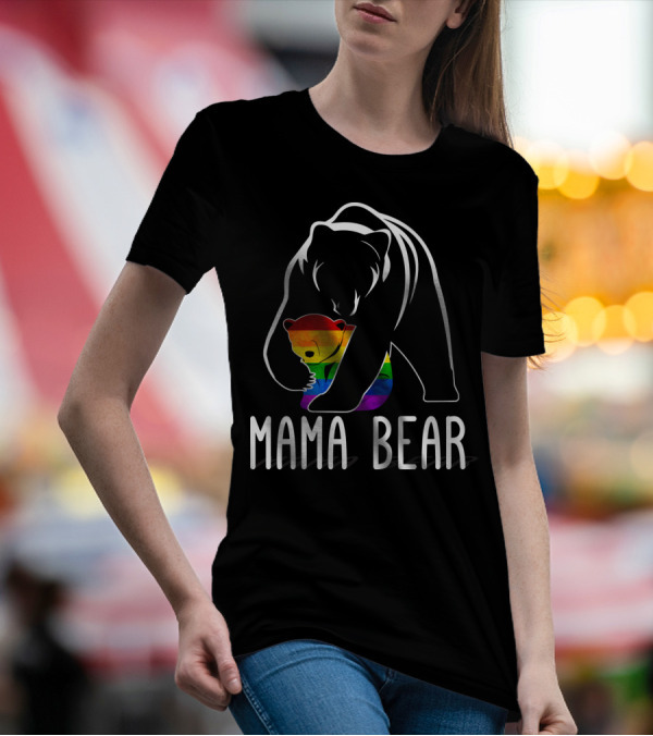 Mama Bear Rainbow Pride Bear Hug T-Shirt