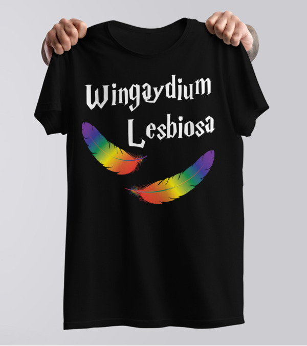 Wingaydium Lesbiosa Rainbow Feathers Magic T-Shirt