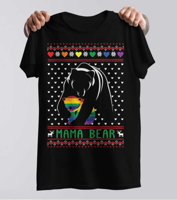 Mama Bear Rainbow Heart Pride T-Shirt