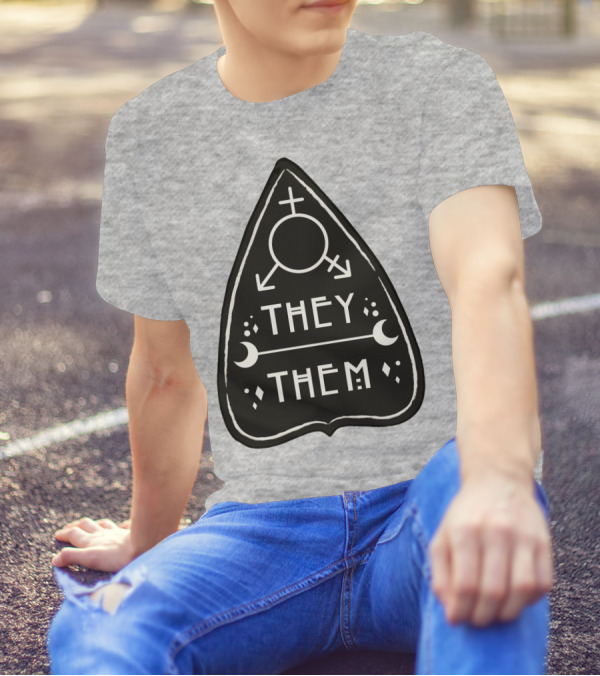 They Them Nonbinary Arrow Symbols Crescent Moons Geometric T-Shirt