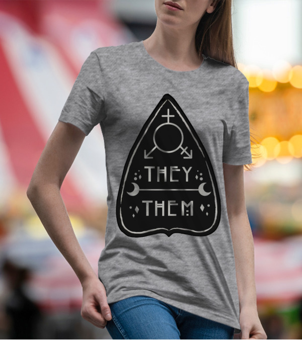 They Them Nonbinary Arrow Symbols Crescent Moons Geometric T-Shirt