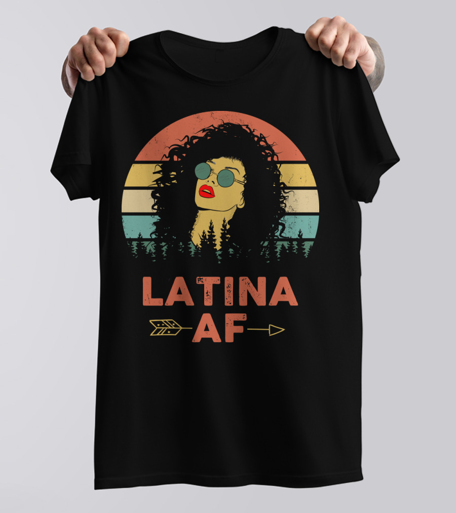 LATINA AF Retro Sunset With Stylized Woman And Arrow T-Shirt