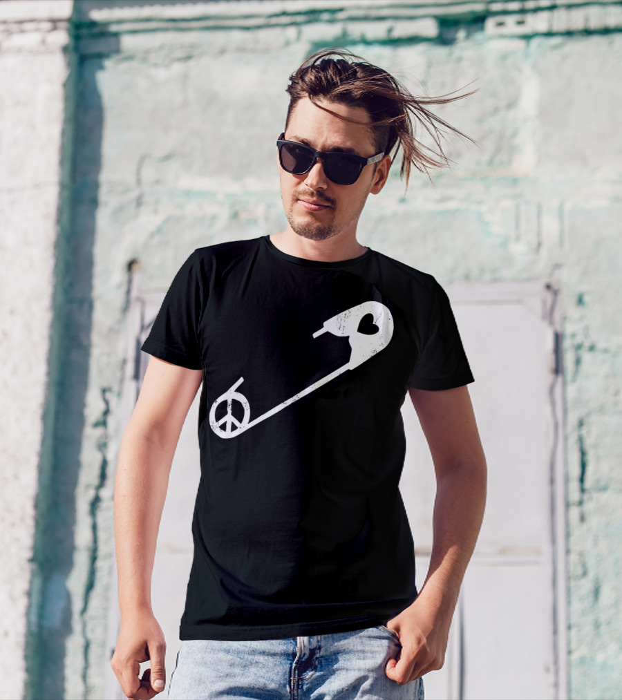 Peace Heart Safety Pin T-Shirt