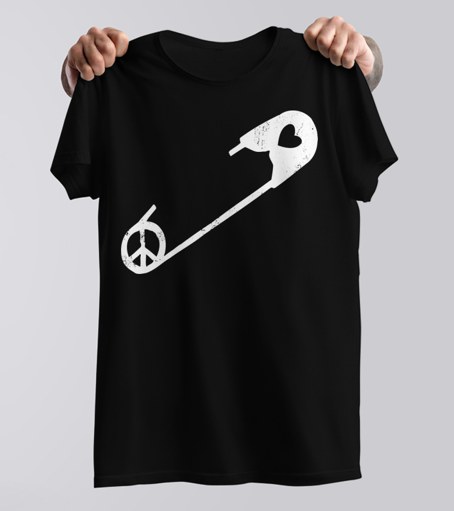 Peace Heart Safety Pin T-Shirt
