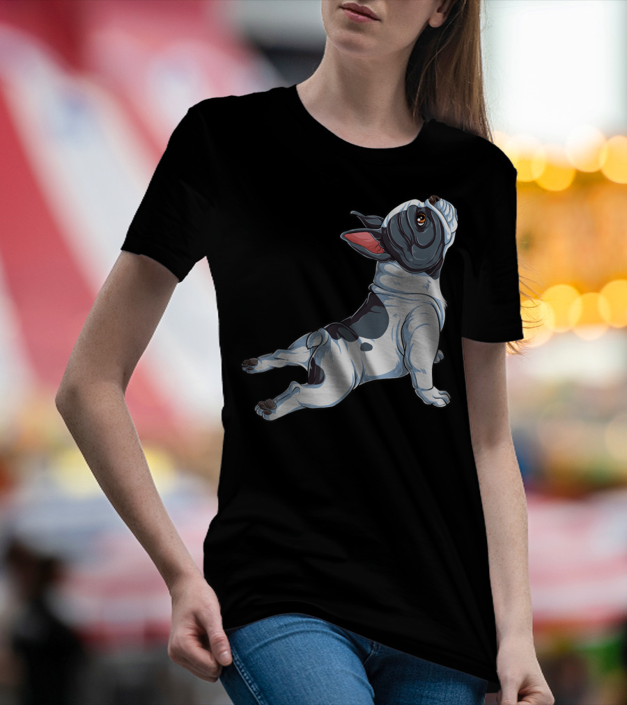 French Bulldog Frenchie Namaste Yoga Pose T-Shirt