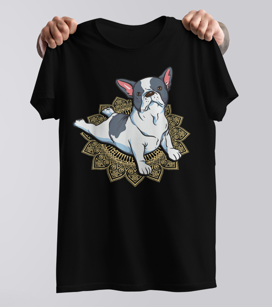 French Bulldog Yoga Frenchie Namaste Spiritual Mandala Pose T-Shirt