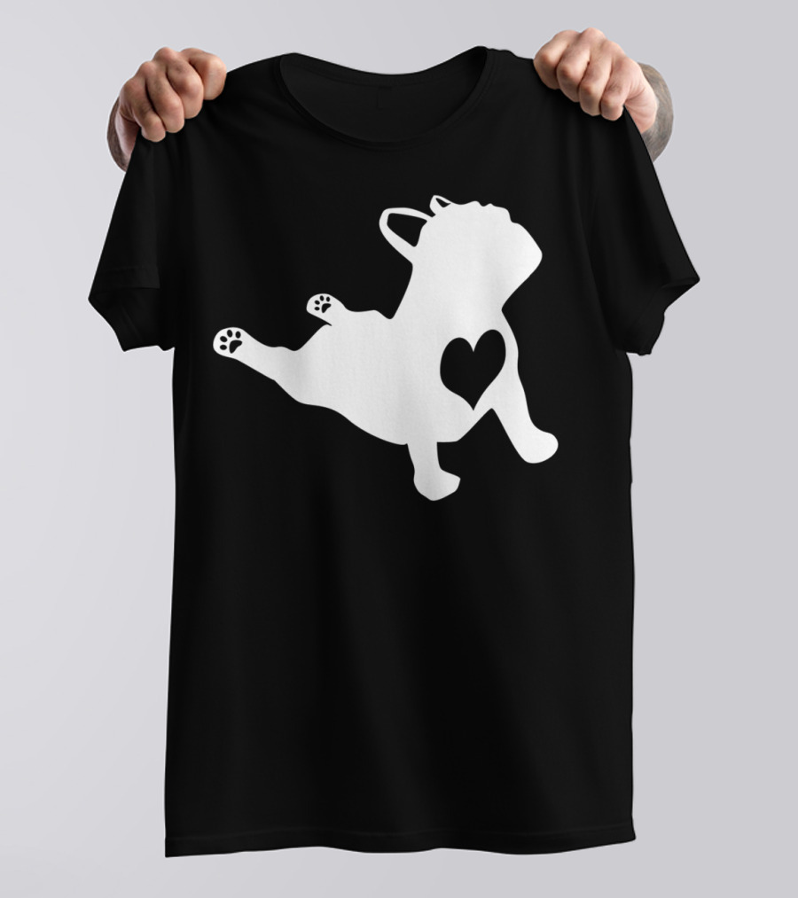 French Bulldog Heart Yoga Pose Namaste In Bed T-Shirt