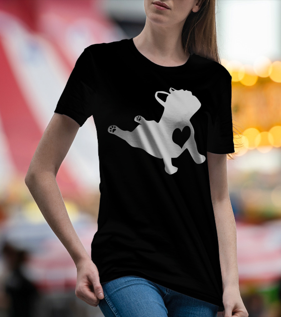 French Bulldog Heart Yoga Pose Namaste In Bed T-Shirt