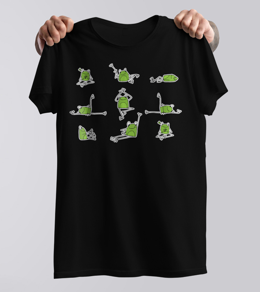 Frog Yoga Cool Yoga Frog On Mat Poses T-Shirt