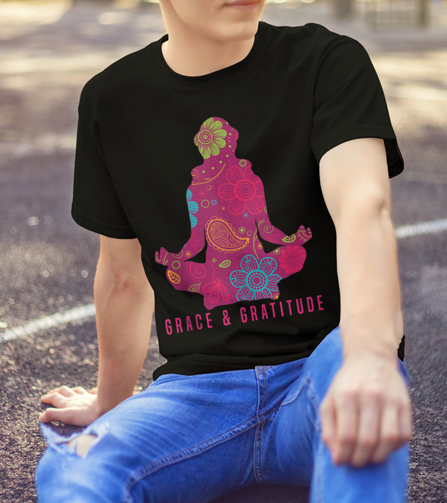 Grace And Gratitude Colorful Meditation T-Shirt