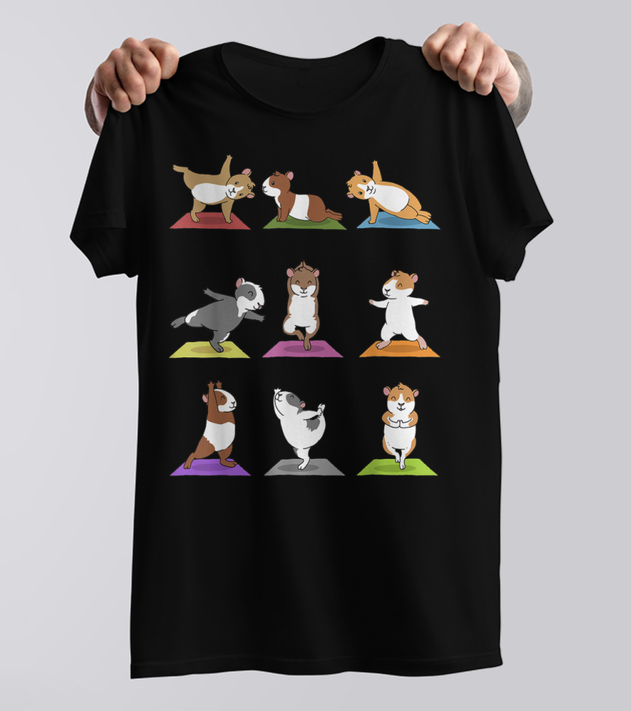 Guinea Pig Yoga Poses Cute Funny Cartoon Guinea Pigs T-Shirt