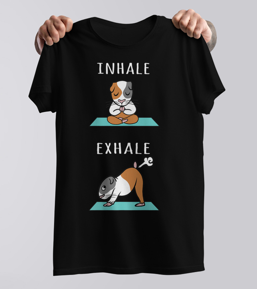 Guinea Pig Yoga Inhale Exhale Funny Pet Meditation T-Shirt