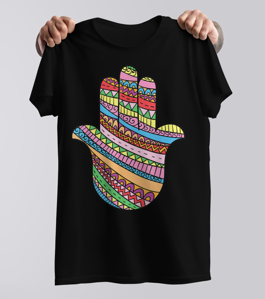 Hamsa Hand Buddha Arabic Amulet Meditation Colorful T-Shirt