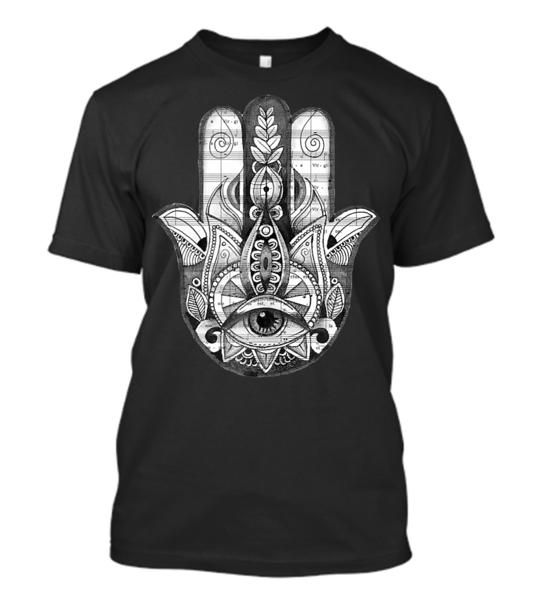 Hamsa Hand Eye Detailed Yoga Tattoo T-Shirt
