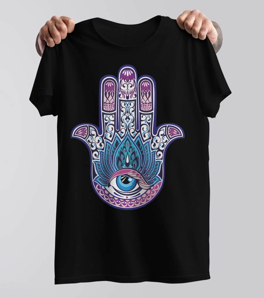 Hamsa Mandala Eye Hand Of Fatima Womens Yoga Iconic T-Shirt