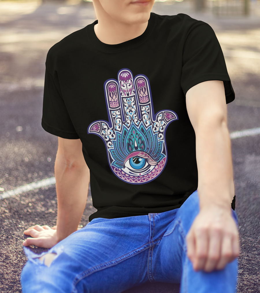 Hamsa Mandala Eye Hand Of Fatima Womens Yoga Iconic T-Shirt