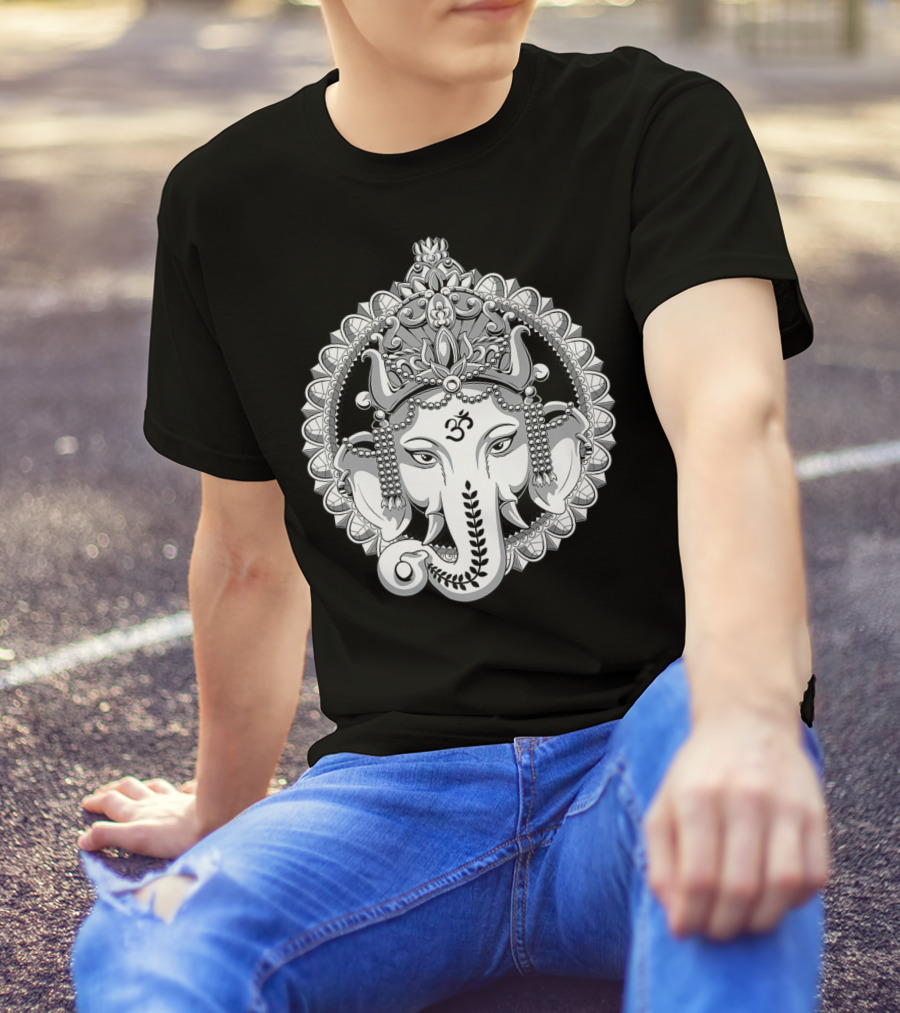 Ganesh Elephant Om Symbol Hindu Yoga Meditation T-Shirt