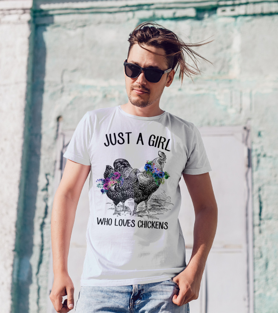 Just A Girl Who Loves Chickens With Floral Accents T-Shirt