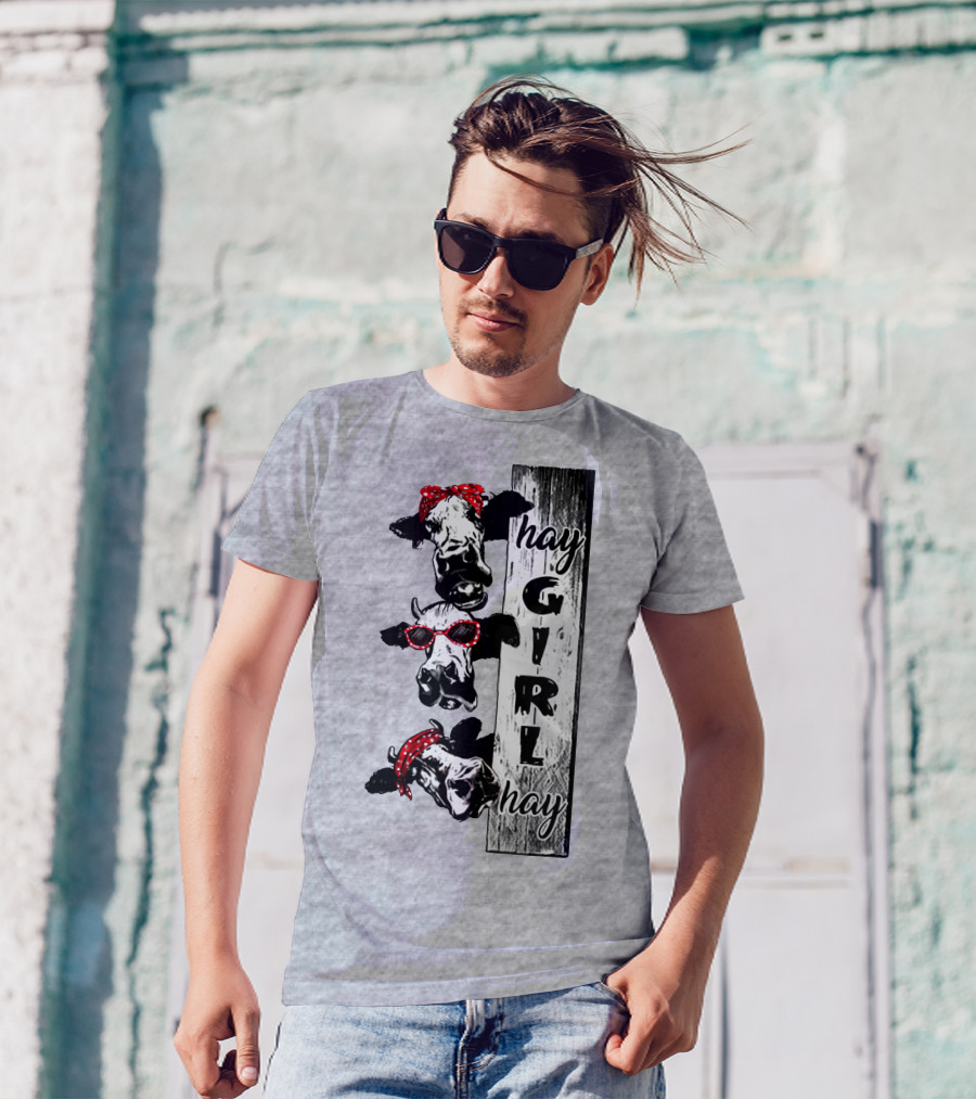Hay GIRL Hay Cow Trio Red Bandana And Glasses T-Shirt