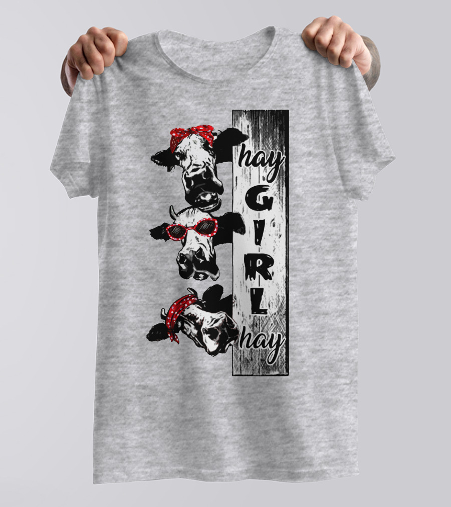 Hay GIRL Hay Cow Trio Red Bandana And Glasses T-Shirt