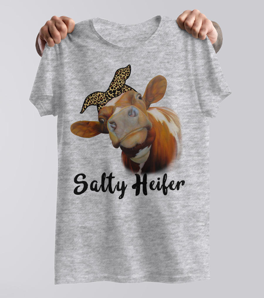 Salty Heifer Leopard Headband Cow T-Shirt